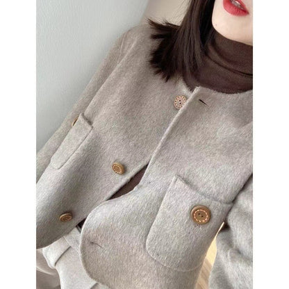 French Style Kafuu Beige Double-sided Coat For Women