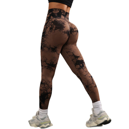 High Waist Tight Yoga Pants Tie-dye Breathable Workout Pants