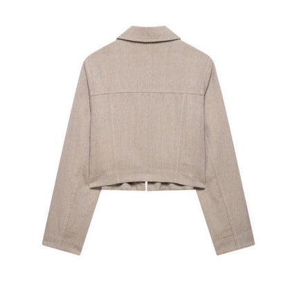 Herringbone Twill Short Coat Straight-leg Pants Fashion Suit