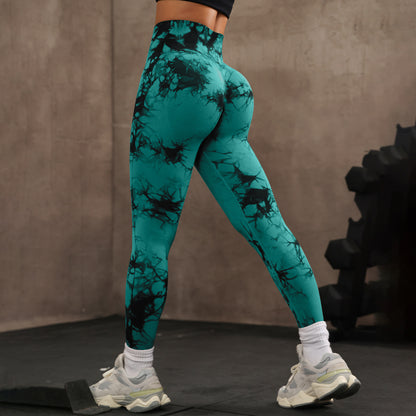 High Waist Tight Yoga Pants Tie-dye Breathable Workout Pants